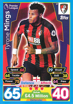 Tyrone Mings AFC Bournemouth 2017/18 Topps Match Attax #5